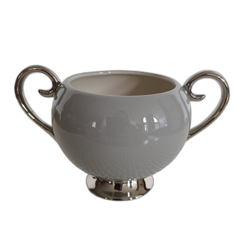 Vintage Flintridge China Brookmere (Rim) Gray Platinum MCM Sugar Bowl No Lid